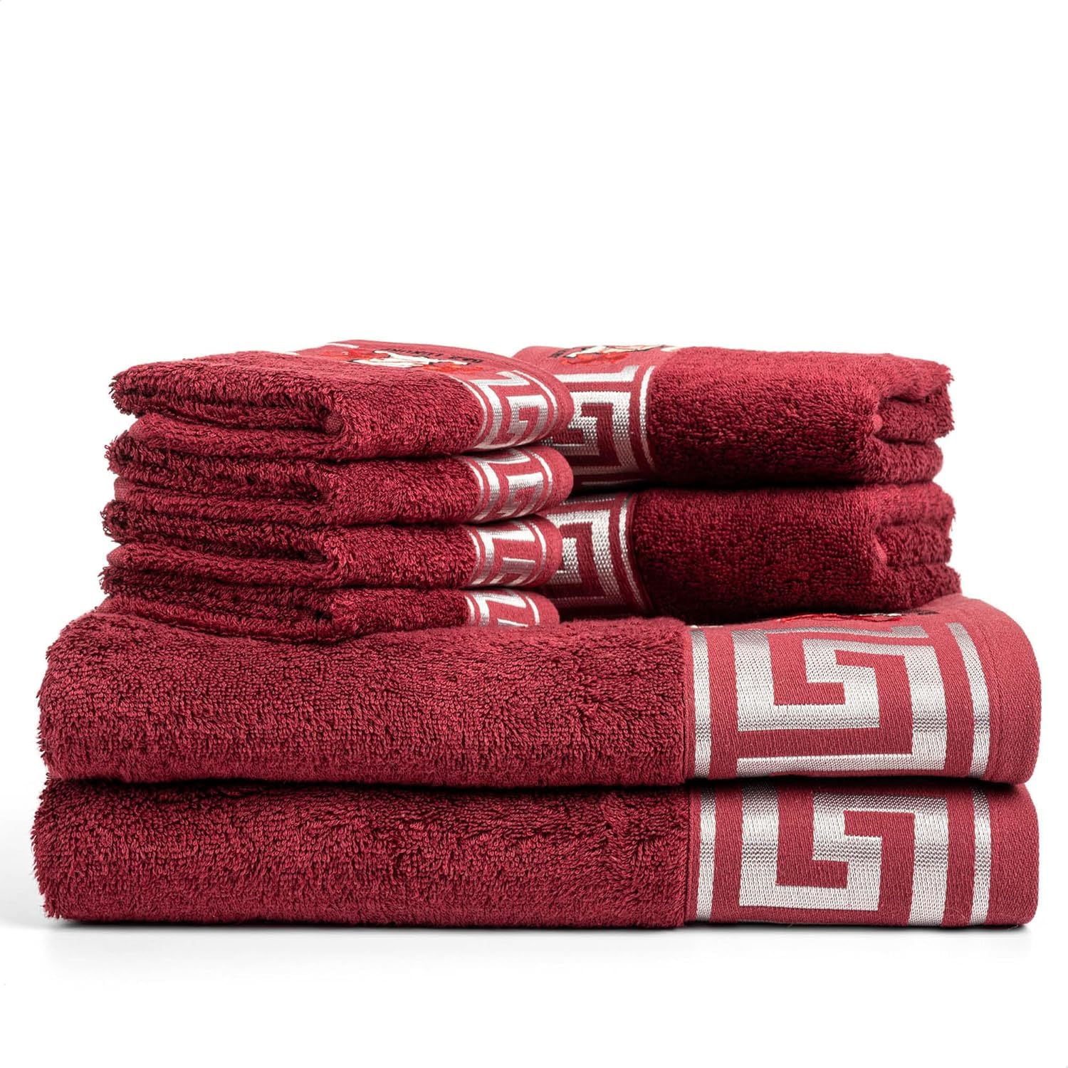 BZ LUXURY SET 500 g bath towels in fine BAMBOO and COTTON, super soft, absorbent and resistant towel shower towel bidet face hands guests Oeko-Tex certified (Bordeaux, 8)