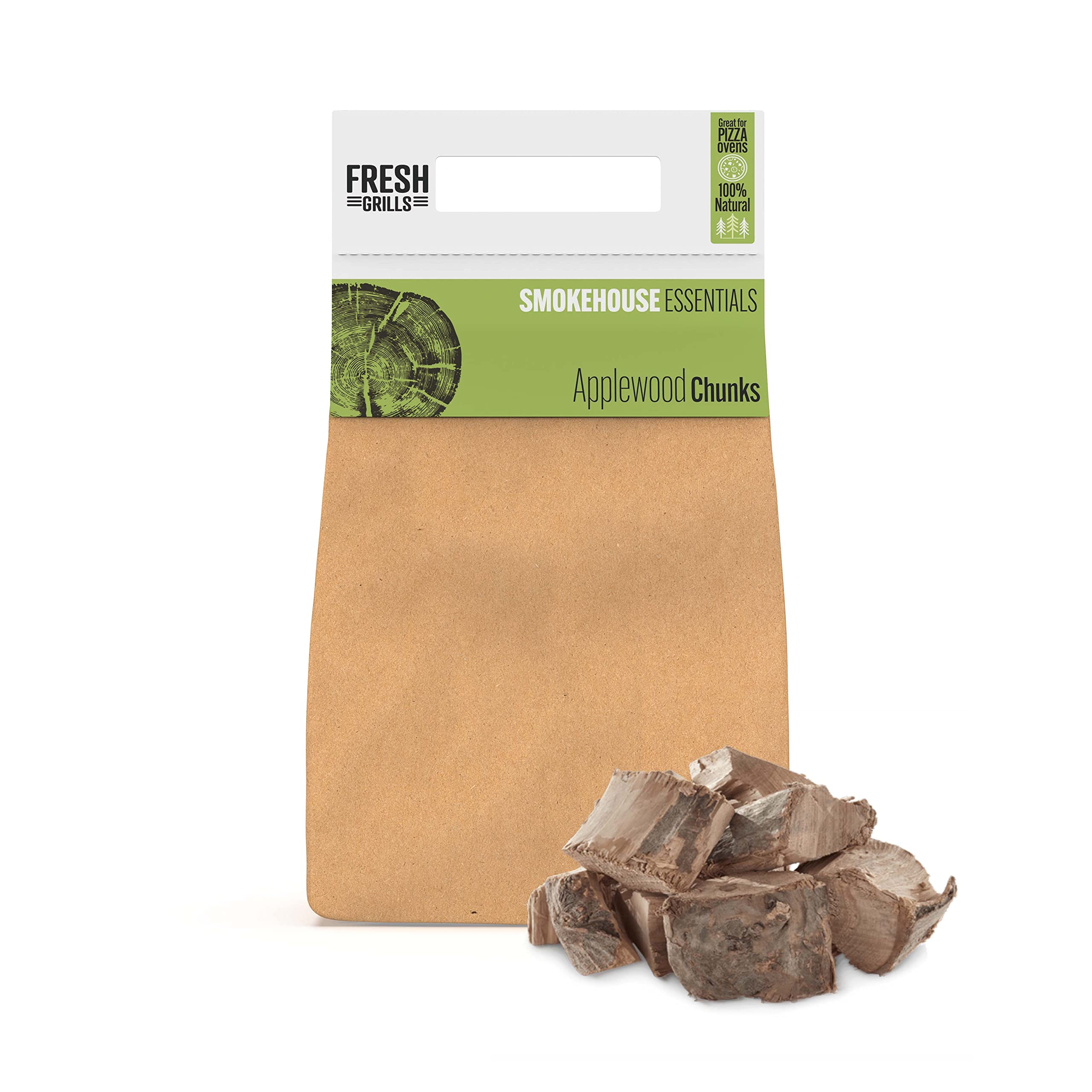 Fresh Grills Apple Wood BBQ Smoker Chunks 5L (1.5Kg) – 100% Natural Wood for Pizza Oven, Kamado Grill, Smoker – Rich Smoky Flavour – Low Moisture, High Heat – Eco-Friendly, Plastic-Free Packaging