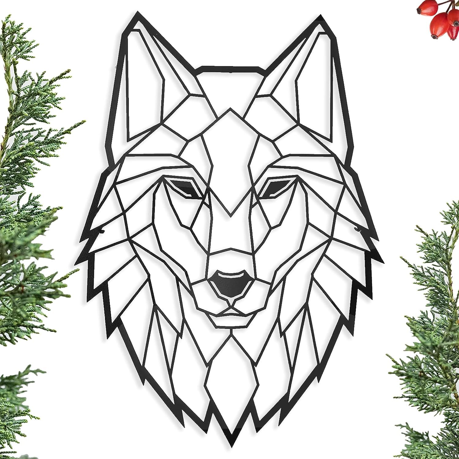 Metal Decoration Floating Wall Sculpture with Shades Steel (43 x 31 cm, Wolf) — image 1