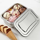Hemoton Reusable Ice Cream Storage Containers with Lids Stainless Steel Food Keeper Freezer Box Insulated Ice Cream Tub for Refrigerator Home Made Ice Cream, 1.2 Quart Airtight Box for Frozen Yogurt