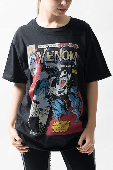 Amazon Marvel ヴェノム コミック フロントカバー Tシャツ 男女兼用 マーベル グッズ 服 アパレル Tシャツ カットソー 通販