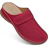 SHIBEVER Clogs for Women Mules Shoes: Comfortable Slip On Closed Toe Sandals Summer Casual Walking Platform Slides Red Size 9