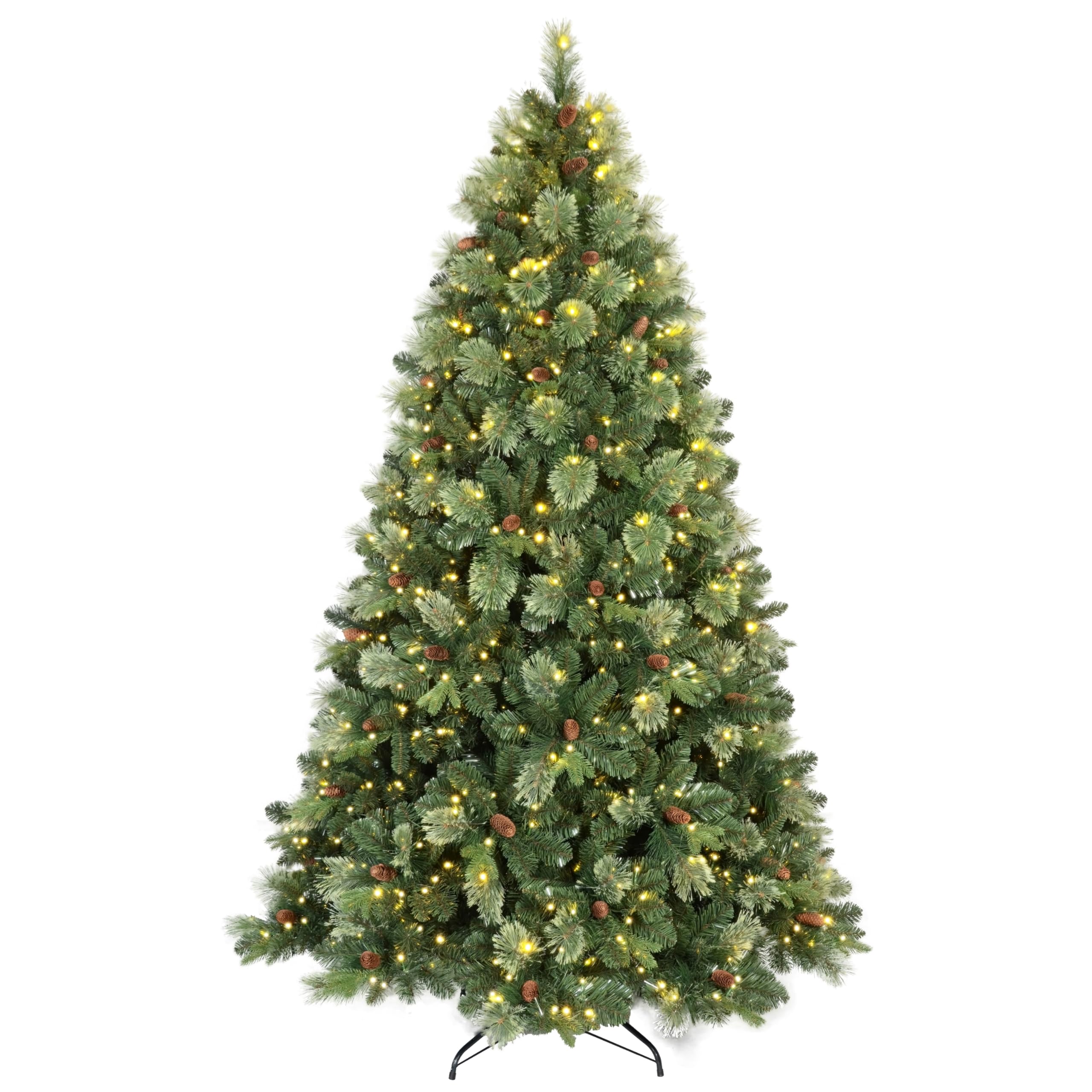 Photo 1 of Kadunmina 5ft Prelit Christmas Tree, Artificial Carolina Pine Christmas Tree with 290 Warm White Lights, Pine Cones, 647 Branch Tips and Metal Stand for Home, Office, Holiday Party Decoration