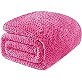 Exclusivo Mezcla King Blanket for Bed, Cozy Lightweight Fleece Blankets for All Season, Decorative Giftable Fuzzy Plush Wave Textured Suitable for Women, Men, Hot Pink, 90x104 Inches