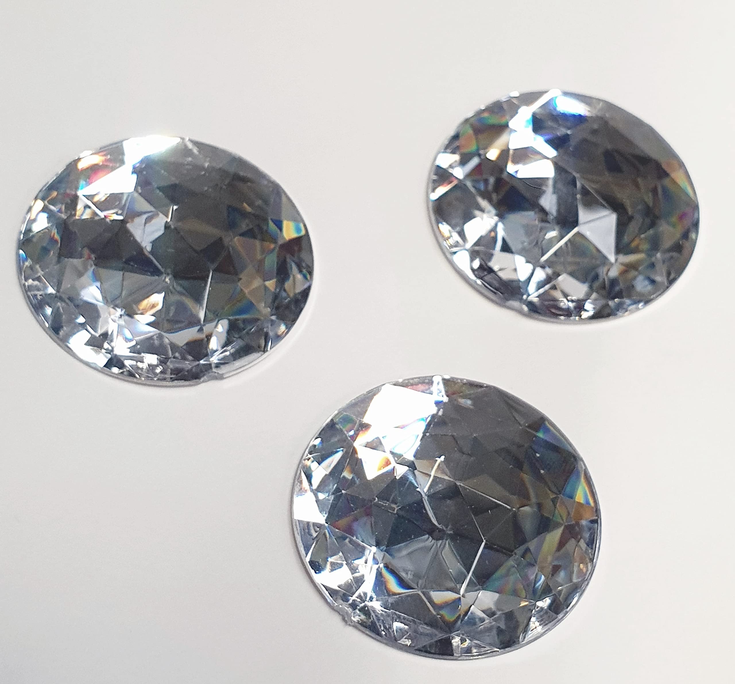 MajorCrafts® 12pcs 30mm Crystal Clear Star Facets Flat Back Large Round Acrylic Rhinestones Craft Gems A01