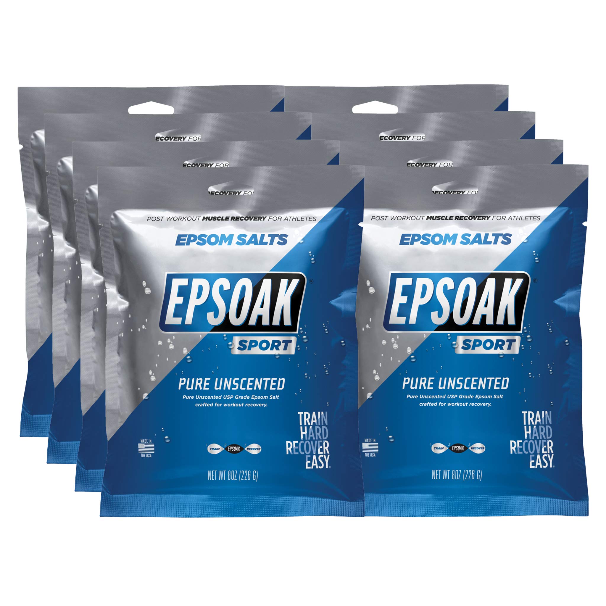 Buy Epsoak Sport Epsom Salt for Athletes Unscented Qty. 8, 8 oz. Pouches Online at desertcartUAE