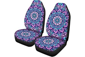 TOADDMOS Boho Mandala Lotus Purple Universal Car Seat Covers Front Seats Only for Women,Fit for Most Cars