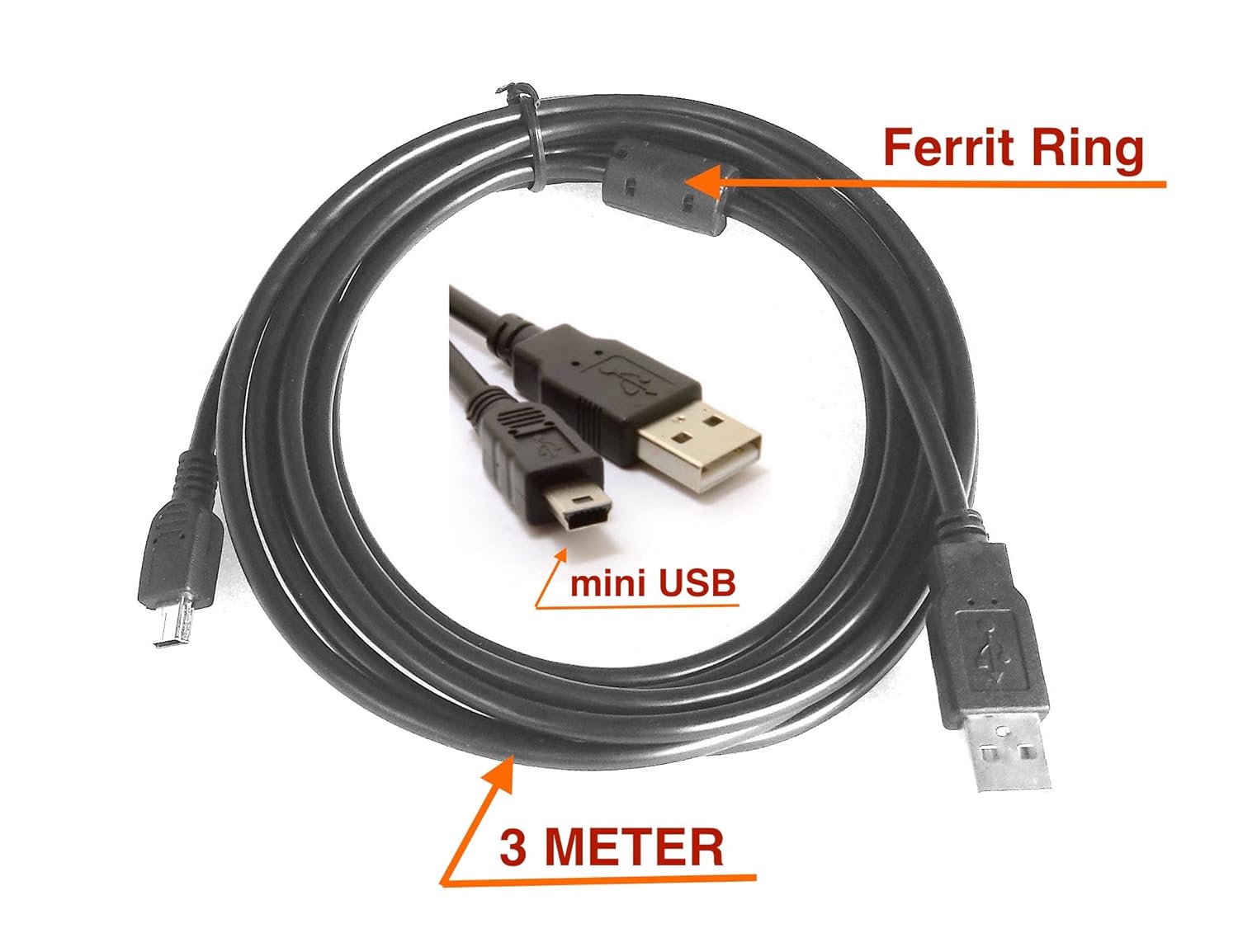 LKL6 3 metros de largo cable mini USB para trastornos del ...