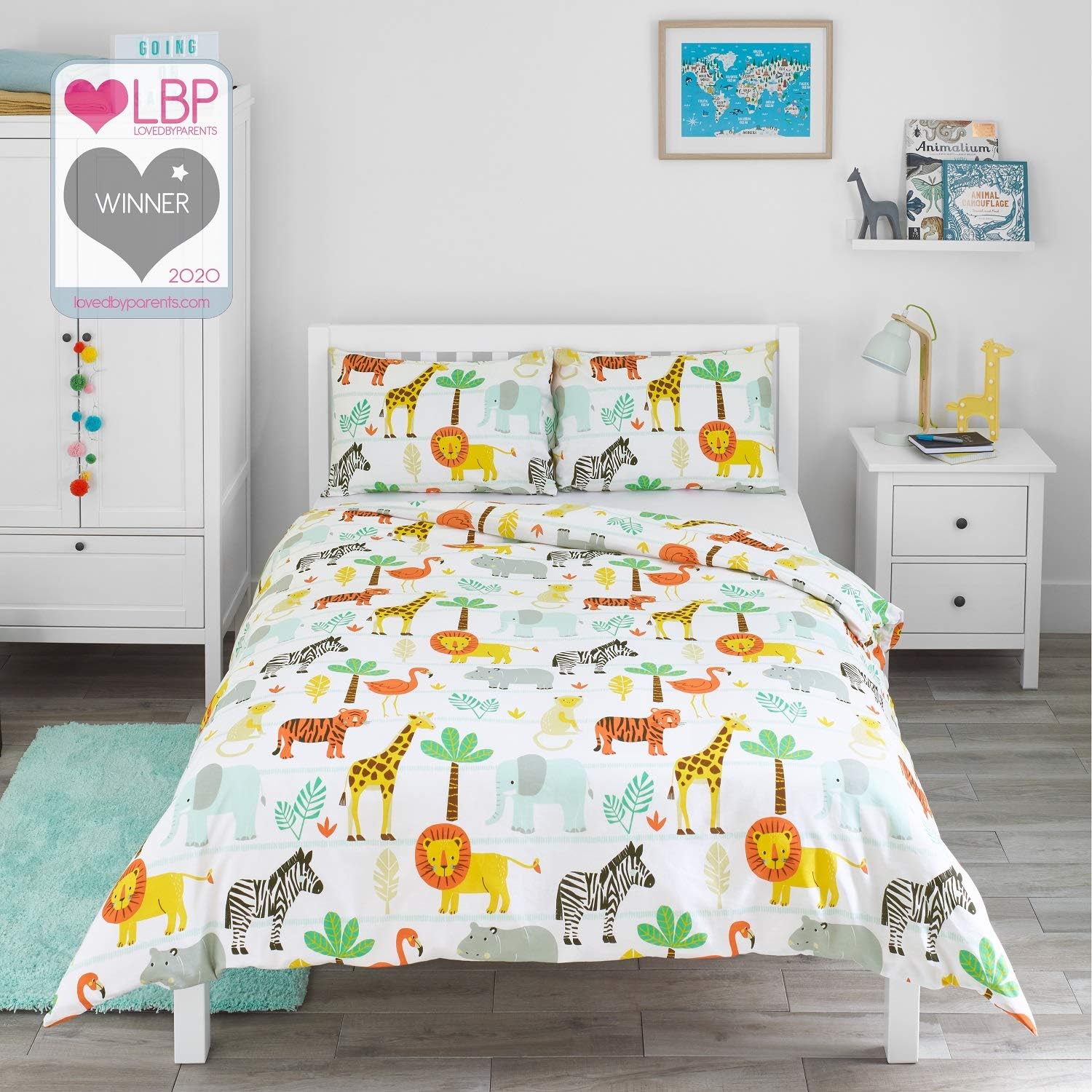 Bloomsbury Mill Safari Adventure Jungle Animals Kids Bedding Set