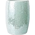 WHOLE HOUSEWARES Mosaic Wastebasket - Glass Decoration Bathroom Trash Can - Shiny Finish Bathroom Accessory - 7.5" x 10" - Turquoise