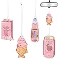 ANGOLIO Car Air Freshener Kawaii Japanese Snacks Pink Incense Chips Scented Ornament Car Rearview Mirror 4 Styles Scents Bubble Tea Strawberry Milk Peaches Vent Decor Aromatic For Party Supplies