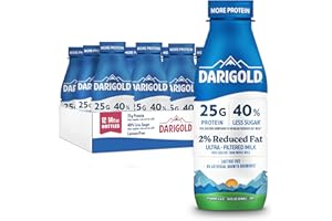 Darigold FIT High Protein Milk 2 Percent - Ultra-Filtered, Low Fat, Lactose Free - 25g Protein, 40% Less Sugar - 14oz Bottles, 12 Pack (White Milk)