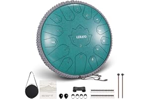 LEKATO Steel Tongue Drum 13 Inch 15 Notes Steel Drum C Key Beginner/Professional Handpan Drum Percussion for Meditation Yoga Musical Education, Best Gift for Familes/Friends