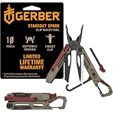 Gerber Gear Stakeout Spark - Multi-Tool Folding Knife for Backpacking, Survival, Camping, Outdoor - Pocket Tool w/Bottle Opener, Tent Stake Puller, Scissors, Tweezers - Coyote Brown