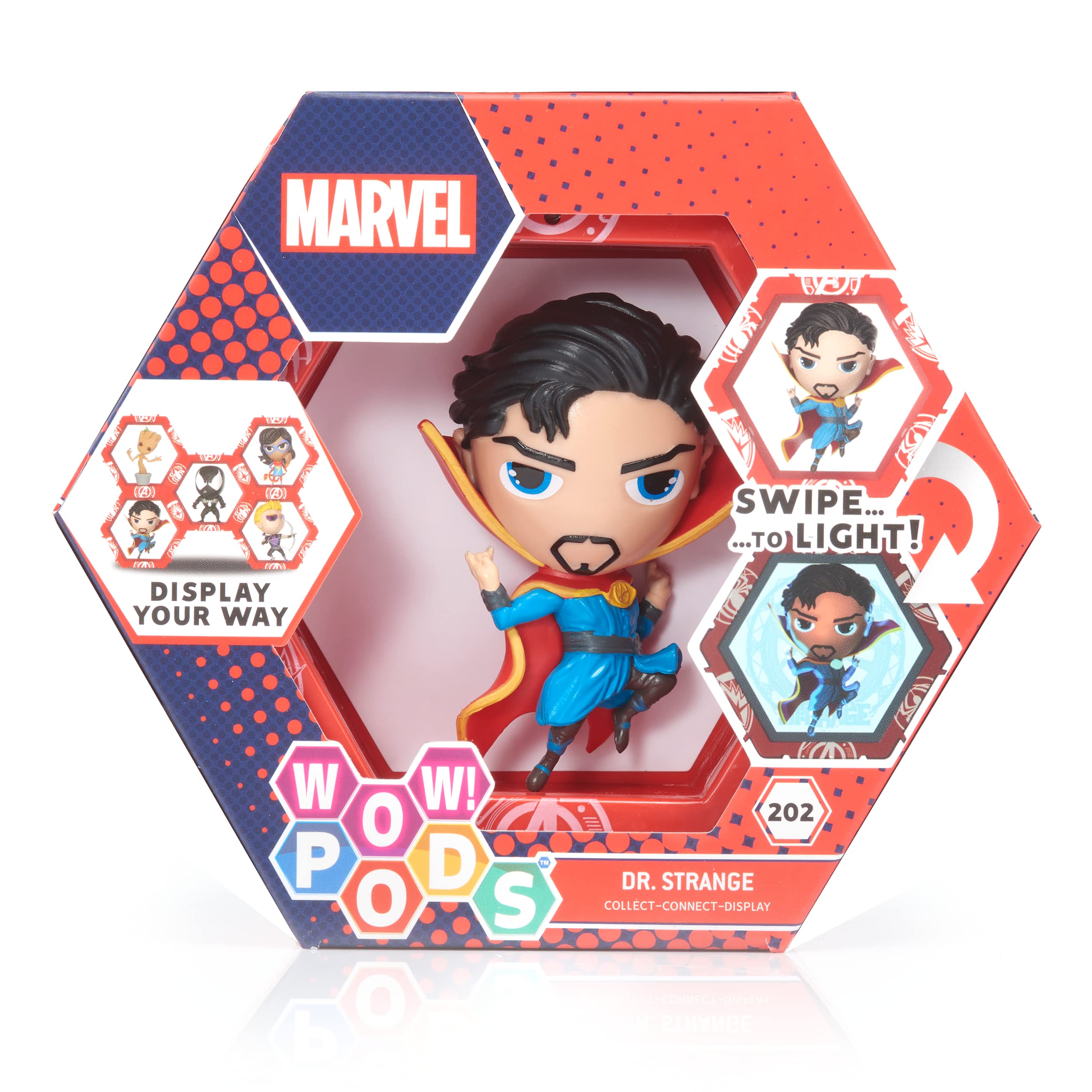 WOW! PODS Marvel Avengers Collection - Dr Strange | Superhero Light-Up Bobble-Head Figure | Official Marvel Collectable Toys & Gifts | Number 202 in Series, Blue
