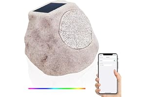 NiceBuy Rock Speakers Outdoor Waterproof Bluetooth Wireless Solar Powered Rock Speaker System Rechargeable with Lights&TWS Pair Function for Patio Outside Garden Deck Yard BBQ