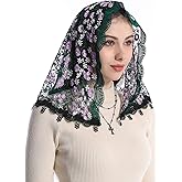 Mantveil Catholic Church Mantilla Veil: Spanish Short Lace Head Covering Chapel Mass Veil for Christian Prayer
