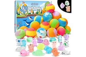 Bath Bombs for Kids with Surprise Inside, 20 Pack Handmade Bath Bomb Gift Set with Glow-in-the-Dark Toys, Fizzy Bath Balls fo
