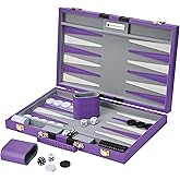 Get The Games Out Backgammon Set | Medium | Purple | 2 Players | Foldable leatherette case | 15 pieces | Strategy &amp; tip guide | Family game nights &amp; travel