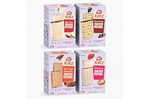Katz Gluten Free Snacks Toaster Pastries 4 Flavor Fruit Variety Pack Apple Crisp, Cinnamon, Chocolate Chip & Strawberry. Free of Dairy, Soy, Tree nuts, and peanuts. Kosher 8oz (4pk)