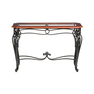 Southern Enterprises Prentice Sofa Console Table, Dark Cherry with Black Finish