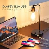 Homelist Dimmable Bedside Lamps Set of 2 with USB Ports Black Glass Shade view 4