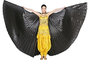 MUNAFIE Belly Dance Isis Wings with Sticks for Adult Belly Dance Costume Angel Wings for Halloween Carnival Performance