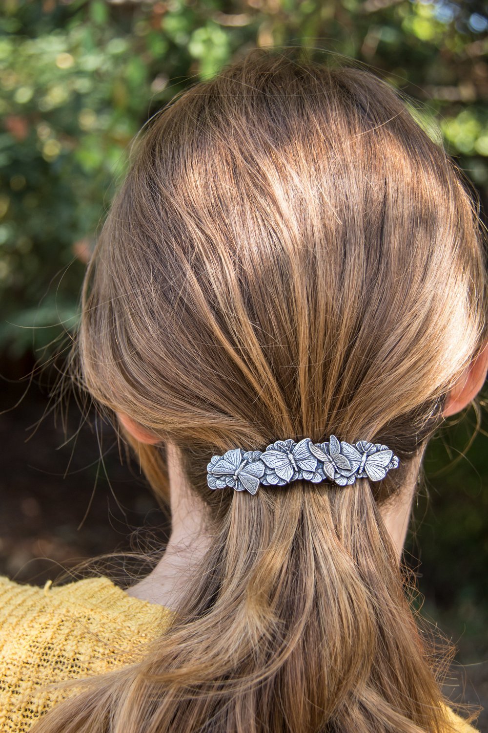 Butterflies Hair Clip, Medium Hand Crafted Metal Barrette Made in the USA with a 70mm Imported French Clip by Oberon Design : Beauty