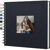 Popotop Scrapbook Photo Album, 12x12in 60Pages DIY Hardcover Kraft Blank Memory Book with Personalized Display Picture Window for Family, Wedding, Guest Book, Anniversary, Baby, Travel, Christmas