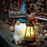 WONDHOME Garden Gnome Outdoor Decoration Solar Gnomes Statue with Lantern LED Lights,Terrace Courtyard Lawn Patio Porch Fall Decoration Halloween Christmas Housewarming Gift for Mom Women, Gnome Blue