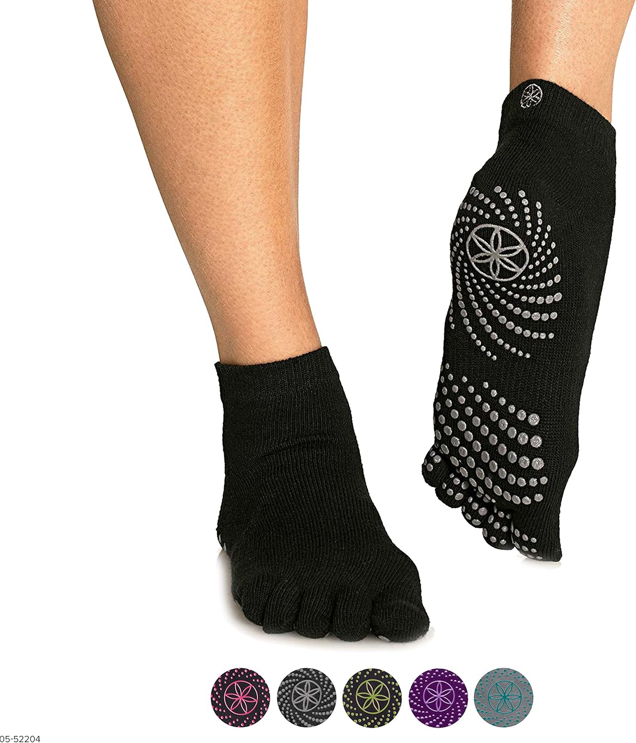 Gaiam Grippy Yoga Socks, Grey, Medium/Large : Yoga Toe Socks : Clothing