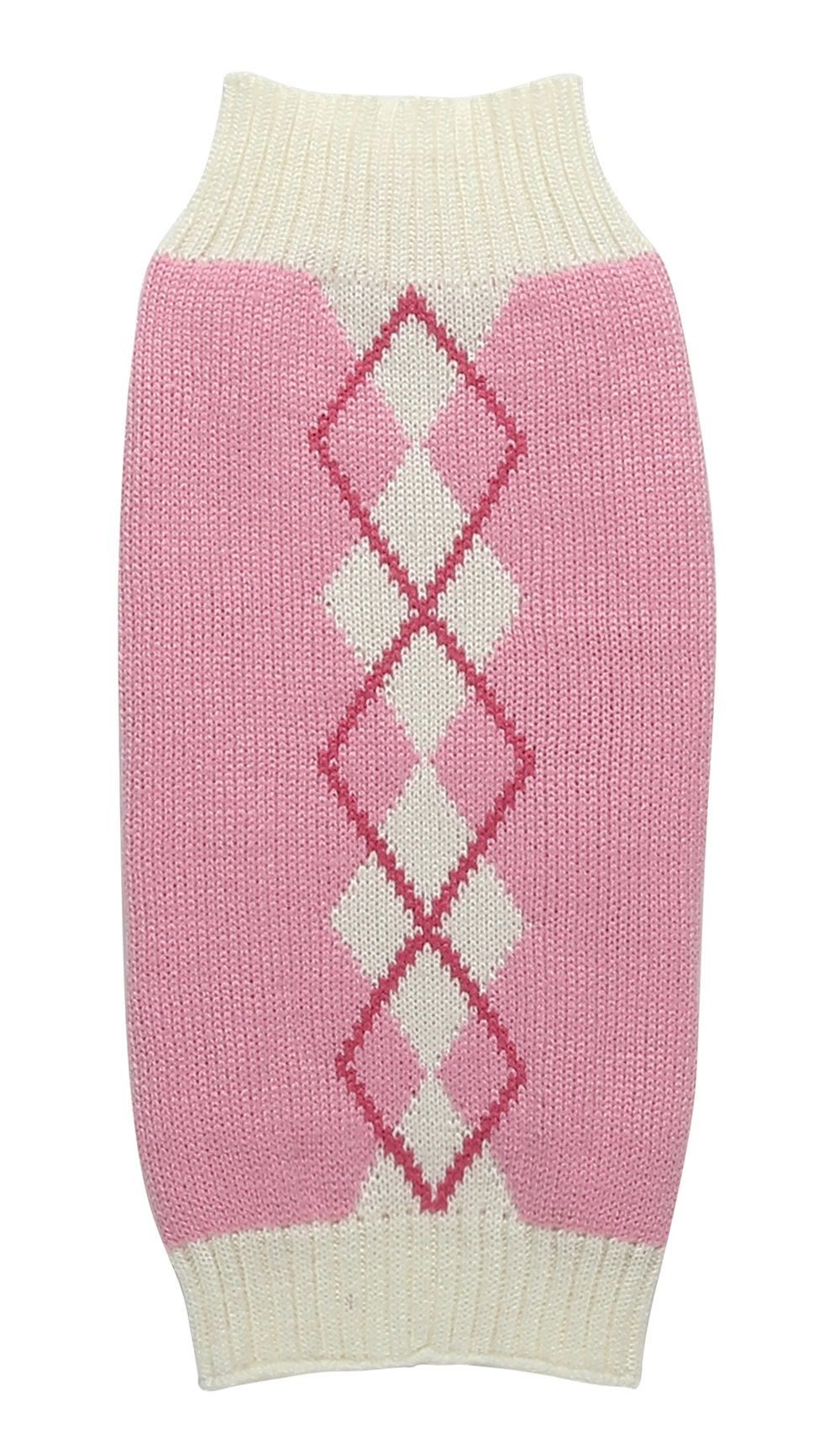 Pink Argyle Knit Dog Sweater for Girl Pet Clothes for Dog Coat Sweatshirt Large (L) Girth 18-20"