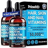 Liquid Collagen Peptides for Women - Serum Complex with Biotin Vitamin, Hydrolyzed Keratin Protein and Saw Palmetto - Comprehensive Formula for Hair, Skin, and Nails Wellness - 2fl oz (Pack of 2)