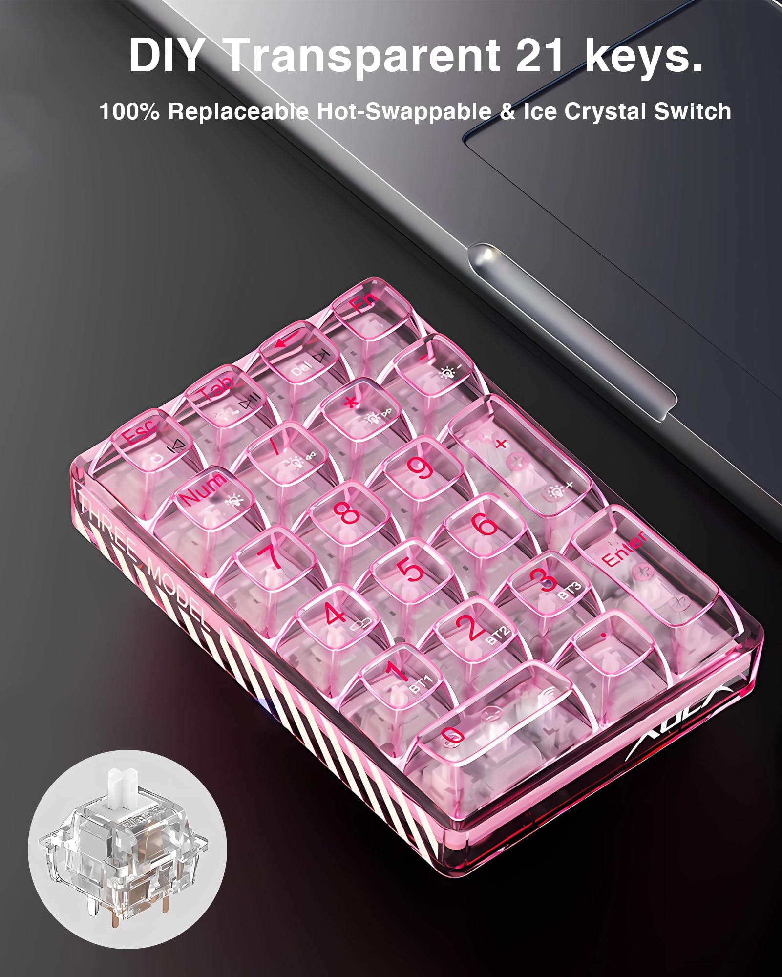 Mua AULA 21 Key Tri-Mode Connect Number Pad, Transparent Keyboard ...