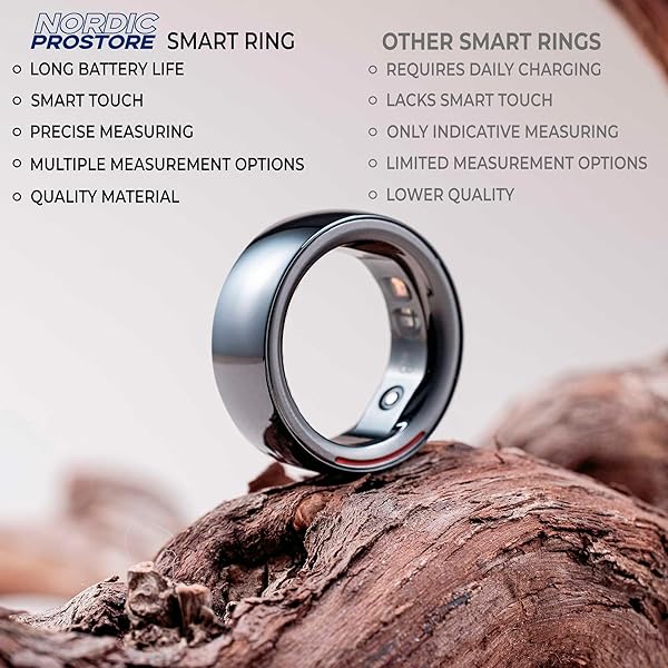 NORDIC PROSTORE SMART RING – SMART RINGS FOR MEN AND WOMEN – HEALTH TRACKER TO MONITOR FITNESS, SLEEP AND HEART RATE – FITNESS RING WITH 5-DAY BATTERY LIFE, 5ATM WATERPROOF, APP FOR IOS & ANDROID