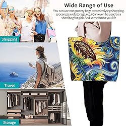 Famame Watercolor Sunflower Canvas Tote Bag Large