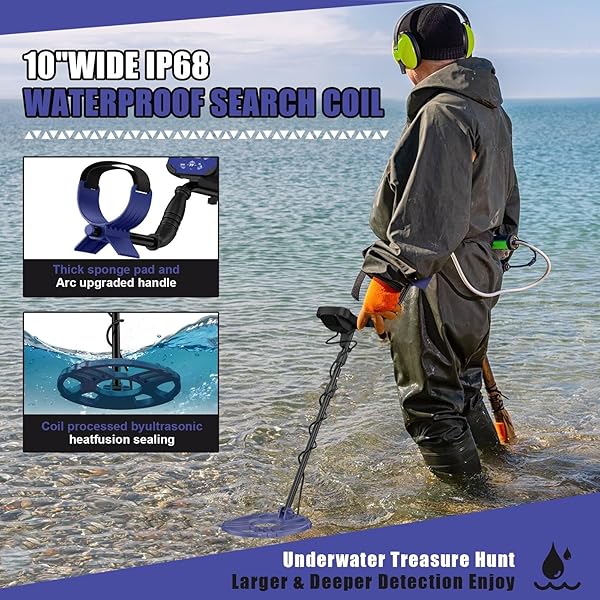 PALLIPARTNERS METAL DETECTOR FOR ADULTS WATERPROOF-PROFESSIONAL HIGHER ACCURACY GOLD DETECTOR WITH LCD DISPLAY,5 MODE,ADVANCED DSP CHIP 12″ COIL(PURPLE)