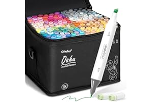 Ohuhu Alcohol Markers - 160-color AP Certificated Double Tipped Art Marker Set for Artist Adults Cozy Coloring Sketch Illustration - Chisel and Fine Dual Tips - Oahu of Ohuhu Markers - Refillable