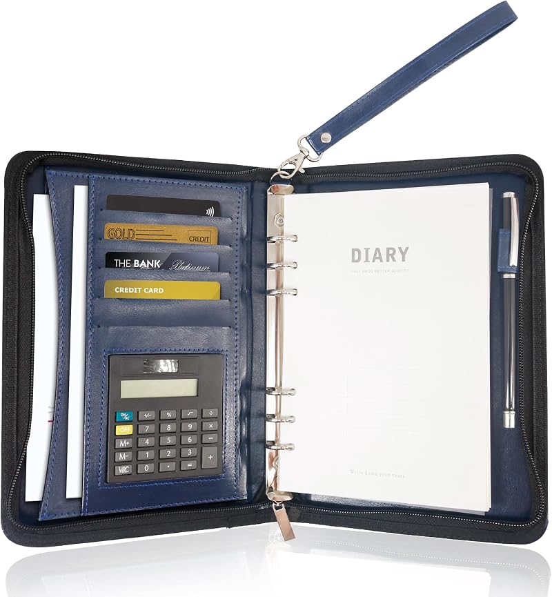GraduatePro A5 Clipboard Folder with 120 Note Paper 6-Ring Binder Blue