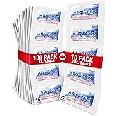 Aquatabs 49mg Water Treatment Tablets for 1L, 1 x 100 Pack + 10 x 334mg Tabs, Value Pack (Plain Label) - Emergency Preparedne