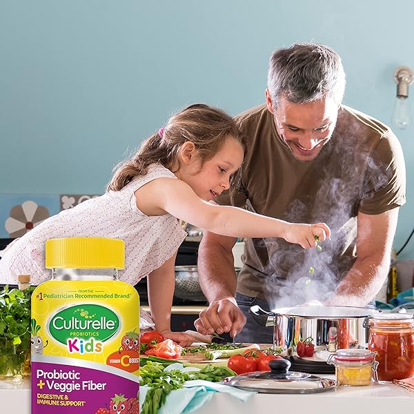 CULTURELLE DAILY PROBIOTIC FOR KIDS + VEGGIE FIBER GUMMIES (AGES 3+) 30 COUNT BERRY FLAVOR – PROBIOTICS FOR DIGESTIVE HEALTH & IMMUNE SUPPORT PLUS VITAMIN C KIDS BOOST