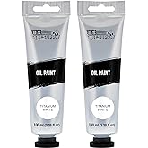 U.S. Art Supply Artists Oil Color Paint, Titanium White, 2 Extra-Large 100ml Tubes - Professional Grade, Excellent Tinting St