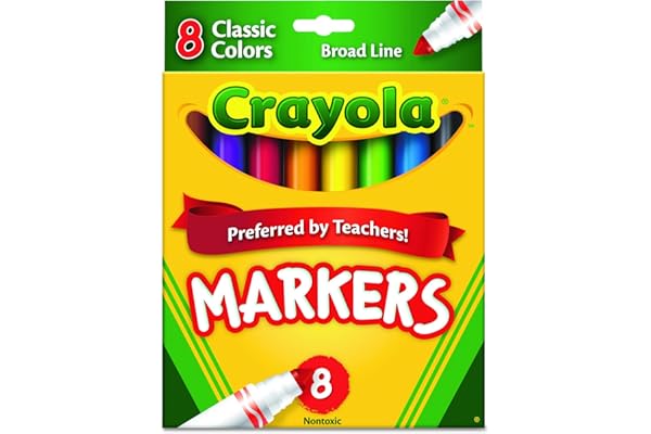 Crayola Broad Line Markers, School Supplies, Colors may vary, 8 Count