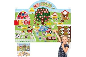 CHEFAN 99 Pcs Farm Animals Felt Story Board Set, 3.9 Ft Preschool Farmhouse Barnyard Theme Flannel Board Storytelling Early Learning, Interactive Wall Hanging Play Set for Toddlers Kids Children