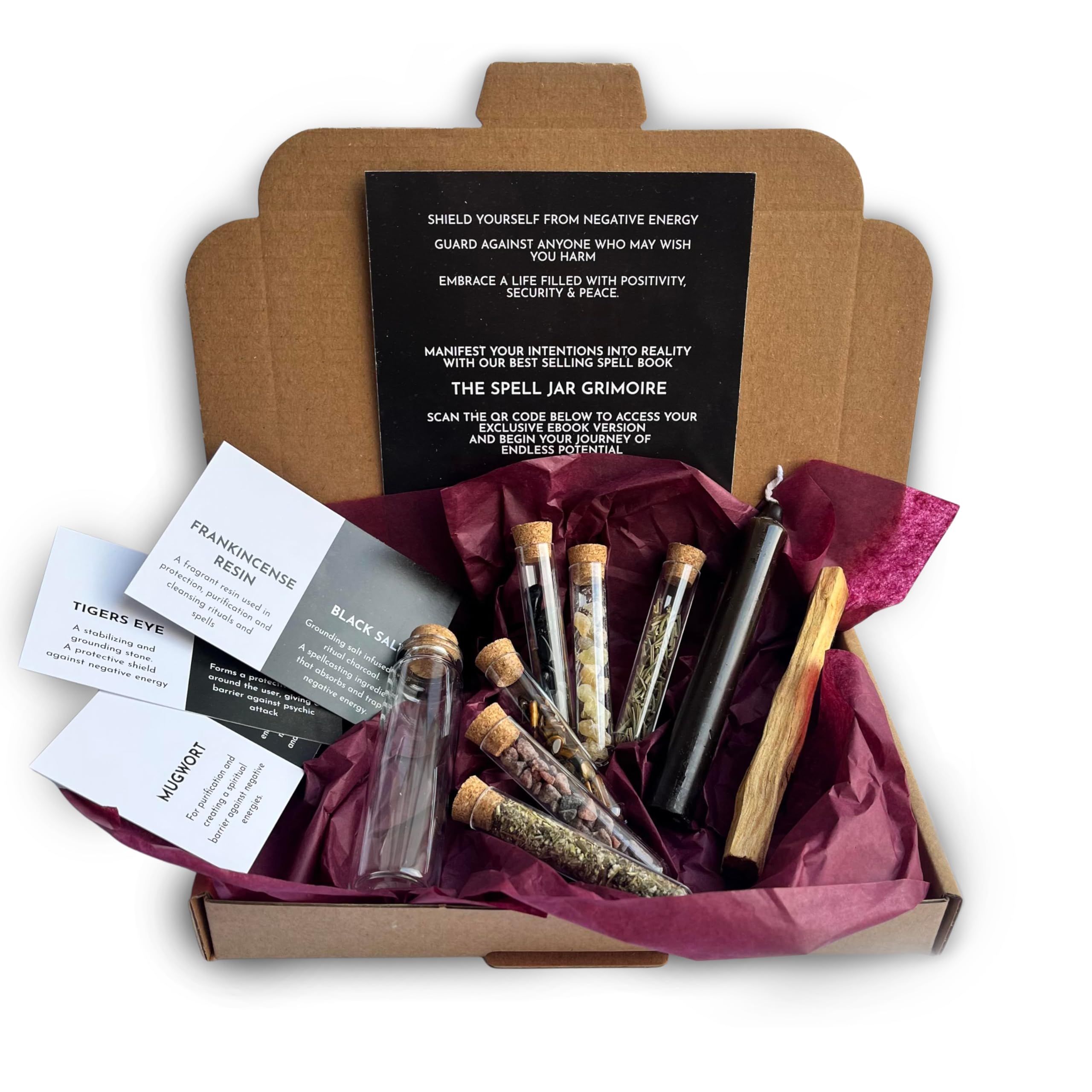 Sacred Nest Witchcraft Protection Spell Jar Kit | Complete DIY Set with Glass Jar, Spell Candle, Crystals, and Herbs for Wiccan, Pagan, and Witchcraft Rituals | Ideal Witchy Gift & Witch Starter Kit