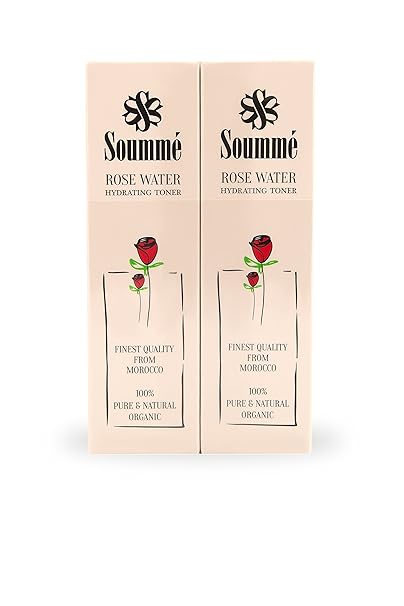 Soummé Rosenwasser - 100% biologisch, organisch & natürlich - 2 x 60 ml Pump Spray - (ganze 120ml) reinigend, pflegend und fe