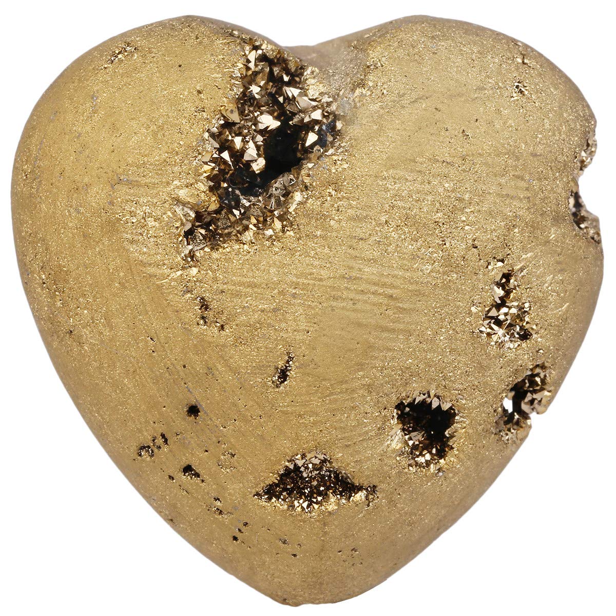 Nupuyai Gold Agate Geode Heart Palm Worry Stone for Chakra Reiki, Healing Crystal Love Stone for Home Decoration 40mm