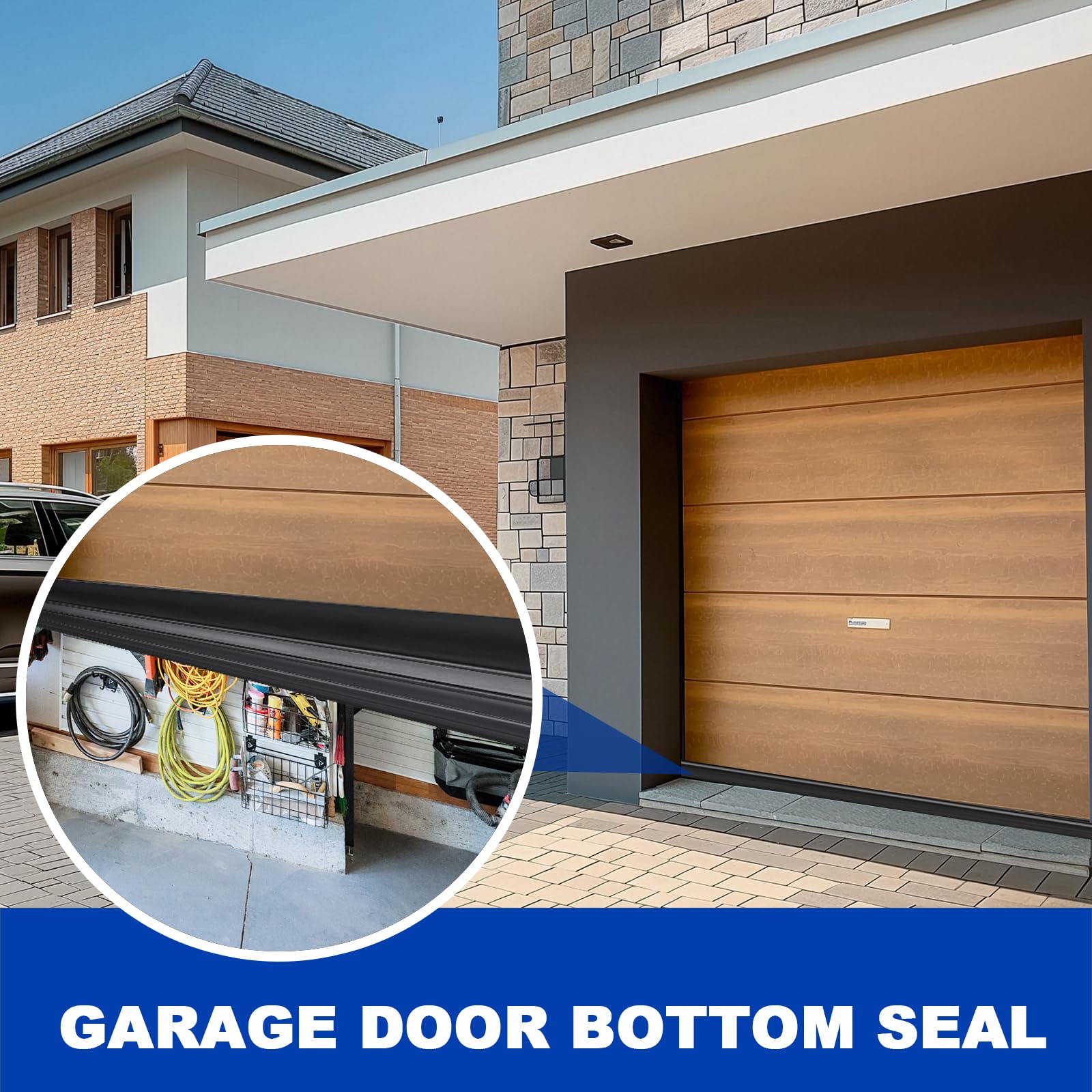 DGSL Garage Door Seals Bottom Rubber Weather Stripping Kit Seal Strip Replacement, Universal Weatherproof Threshold Buffering Sealing Rubber 5/16 Inch T Ends (16 Ft, Black)