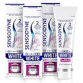 Sensodyne Clinical White Toothpaste Clinically Proven Whitening for Sensitive Teeth, Stain Protector, 3.4 oz x 3