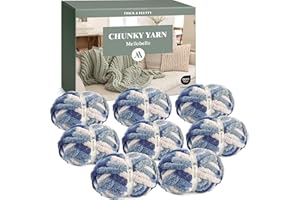 Jumbo Chunky Yarn for Hand Knitting - Super Thick Chenille Chunky Yarn for Crocheting - Extra Soft Bulky Fluffy Blanket Big Yarns 8 Jumbo Pack (27yds,8 oz Each Skein)